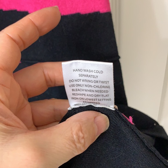 🌷3 for$20🌷Pink Rose, US M, Black & Pink Stripe Short Sleeve Bow Cut Out Dress - Picture 8 of 8